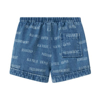 Coco Blanc Blue Denim Printed Shorts