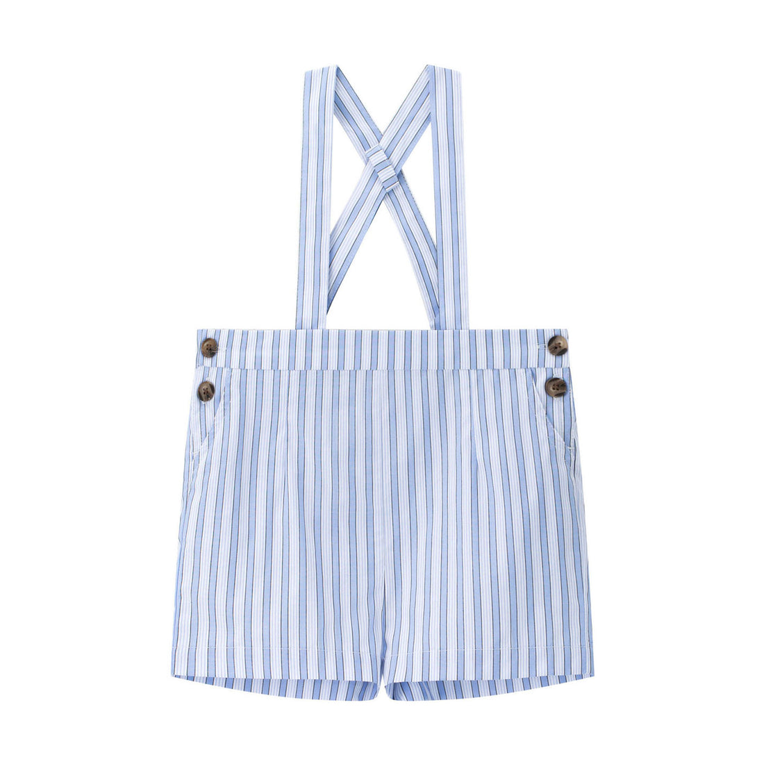 Coco Blanc Blue Striped Suspender Shorts