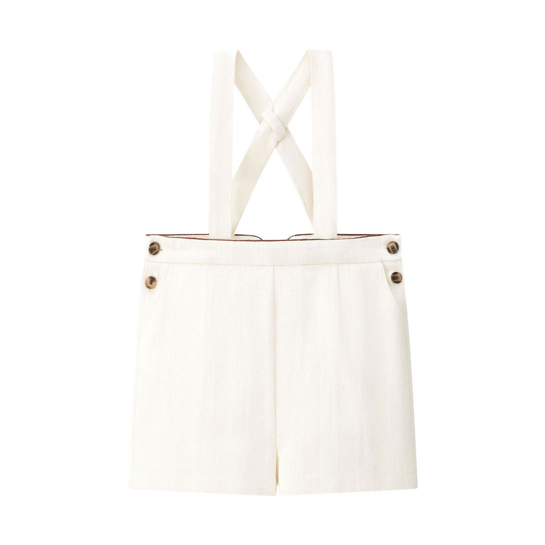 Coco Blanc Cream Suspender Shorts