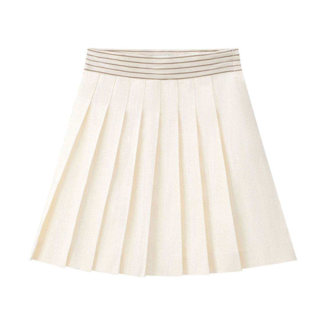 Coco Blanc Cream Stripe Waist Pleated Skirt