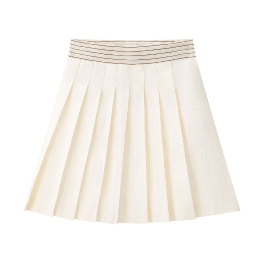 Coco Blanc Cream Stripe Waist Pleated Skirt – Ladida