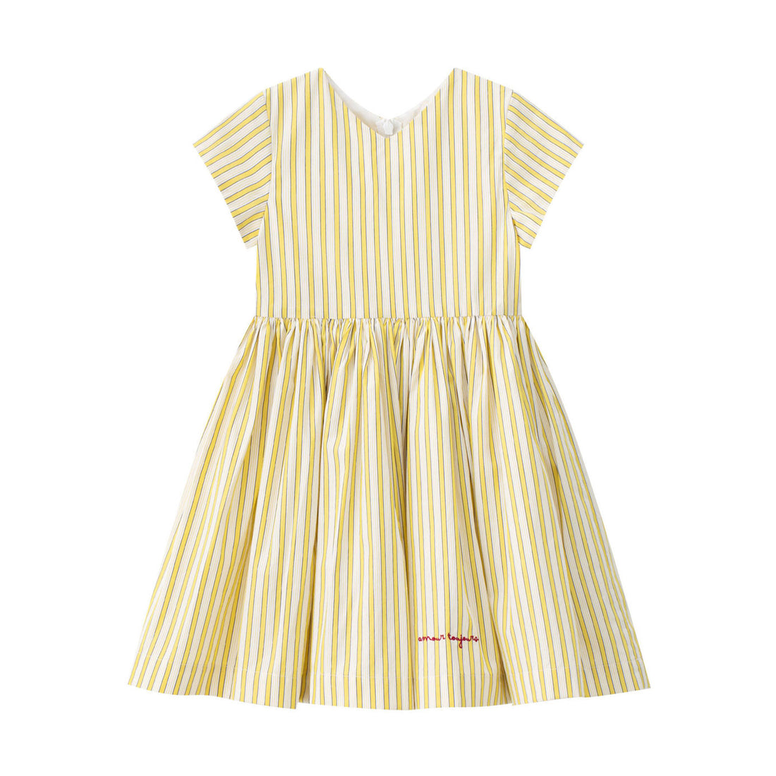 Coco Blanc Yellow Striped Short Sleeve Dress