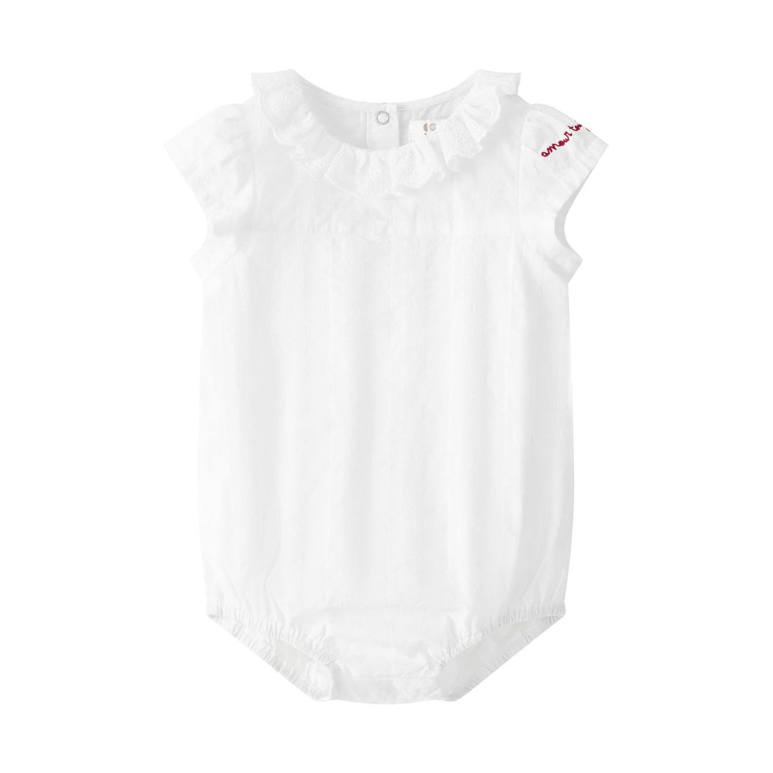 Coco Blanc White Ruffle Collar Romper