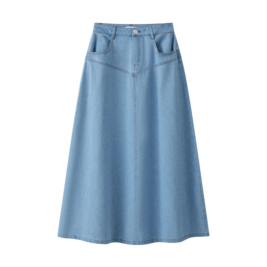 Coco Blanc Blue Denim Drop Seam Skirt