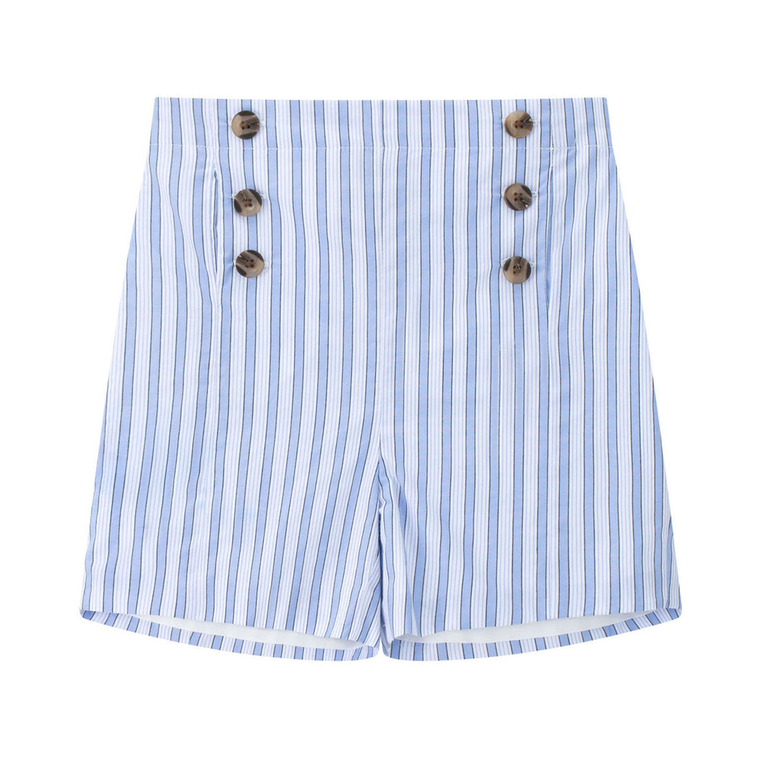 Coco Blanc Blue Striped Double Breasted Shorts