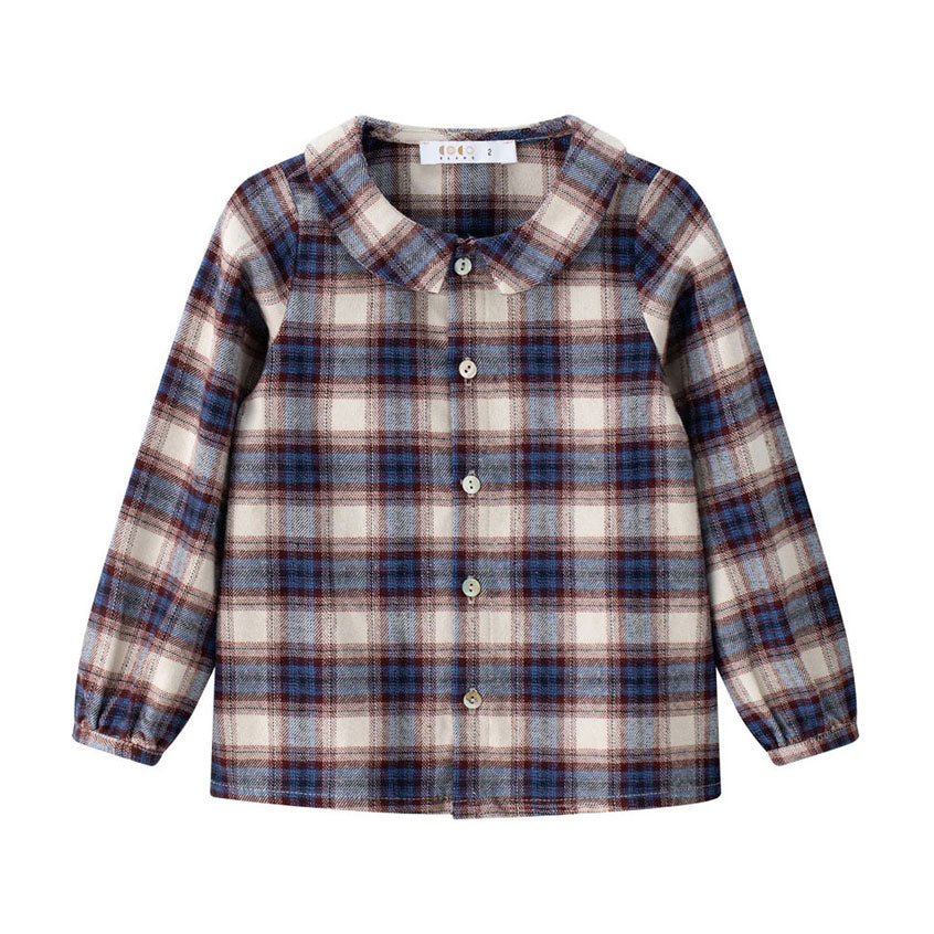 Coco Blanc Burgundy Blue Plaid Shirt
