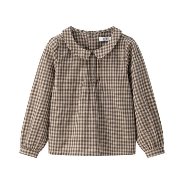 Coco Blanc Camel Gingham Peter Pan Shirt