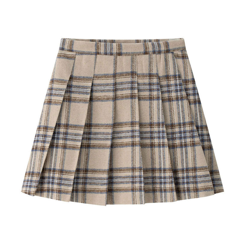 Coco Blanc Blue Plaid Pleated Skirt