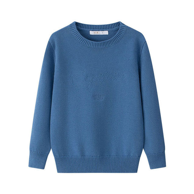 Coco Blanc Blue Embroidered Crewneck