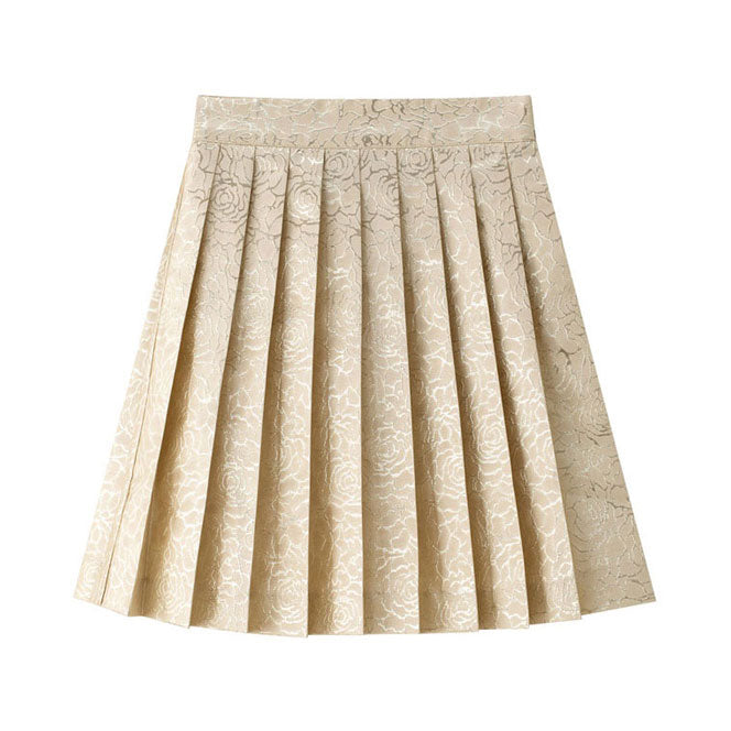 Coco Blanc Gold Pleated Skirt