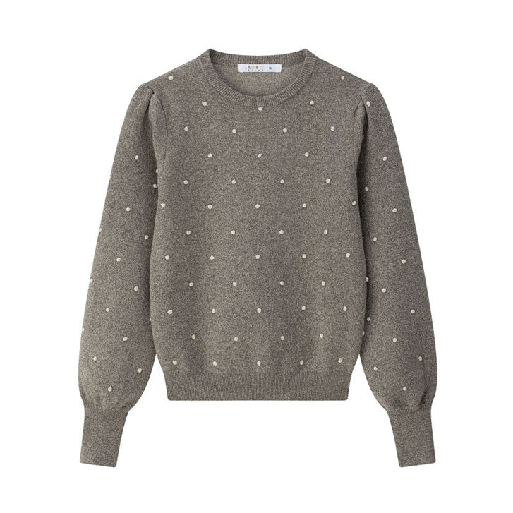 Coco Blanc Cream Crew Sweater With Dots