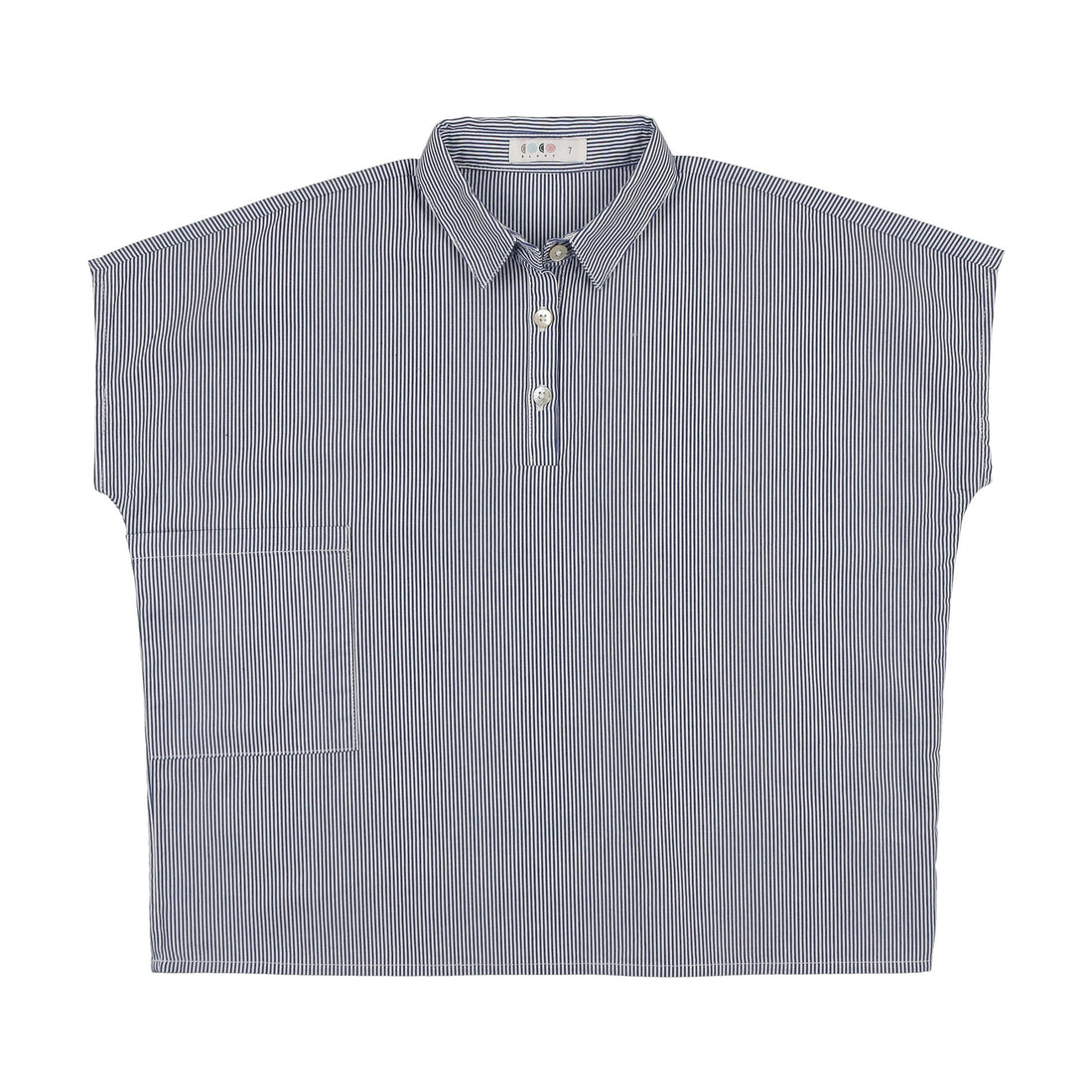 Coco Blanc Blue Striped Grandpa Style Striped Shirt
