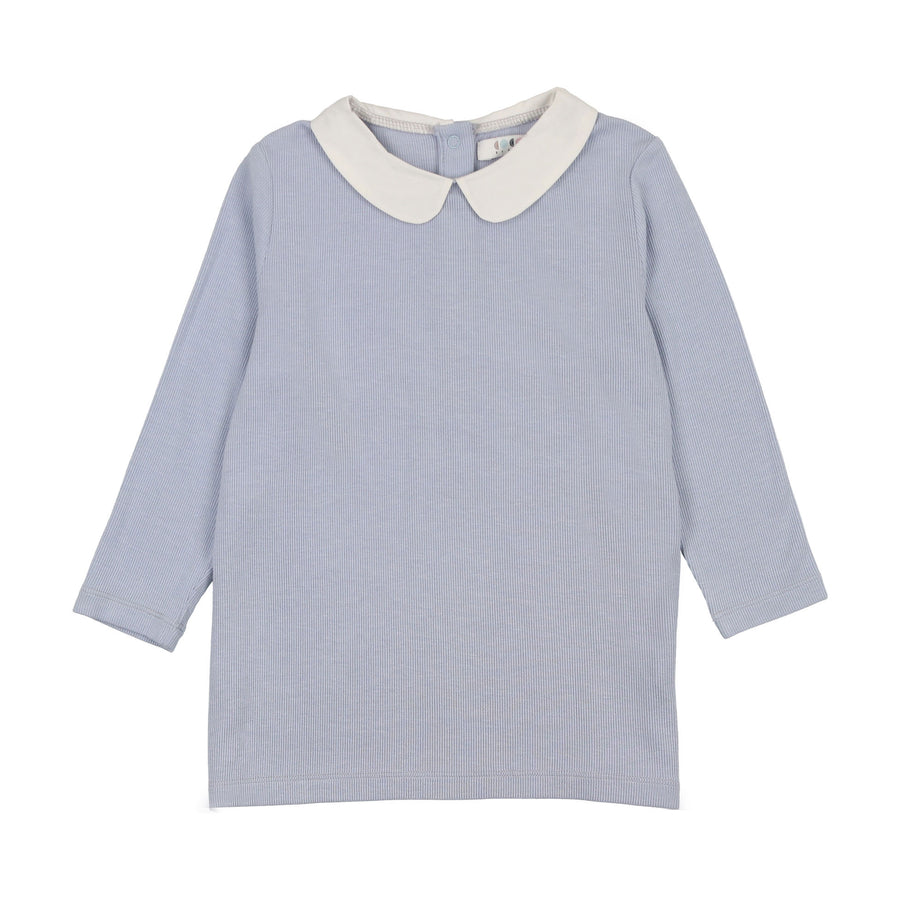 Coco Blanc Light Blue Peter Pan Ribbed Top