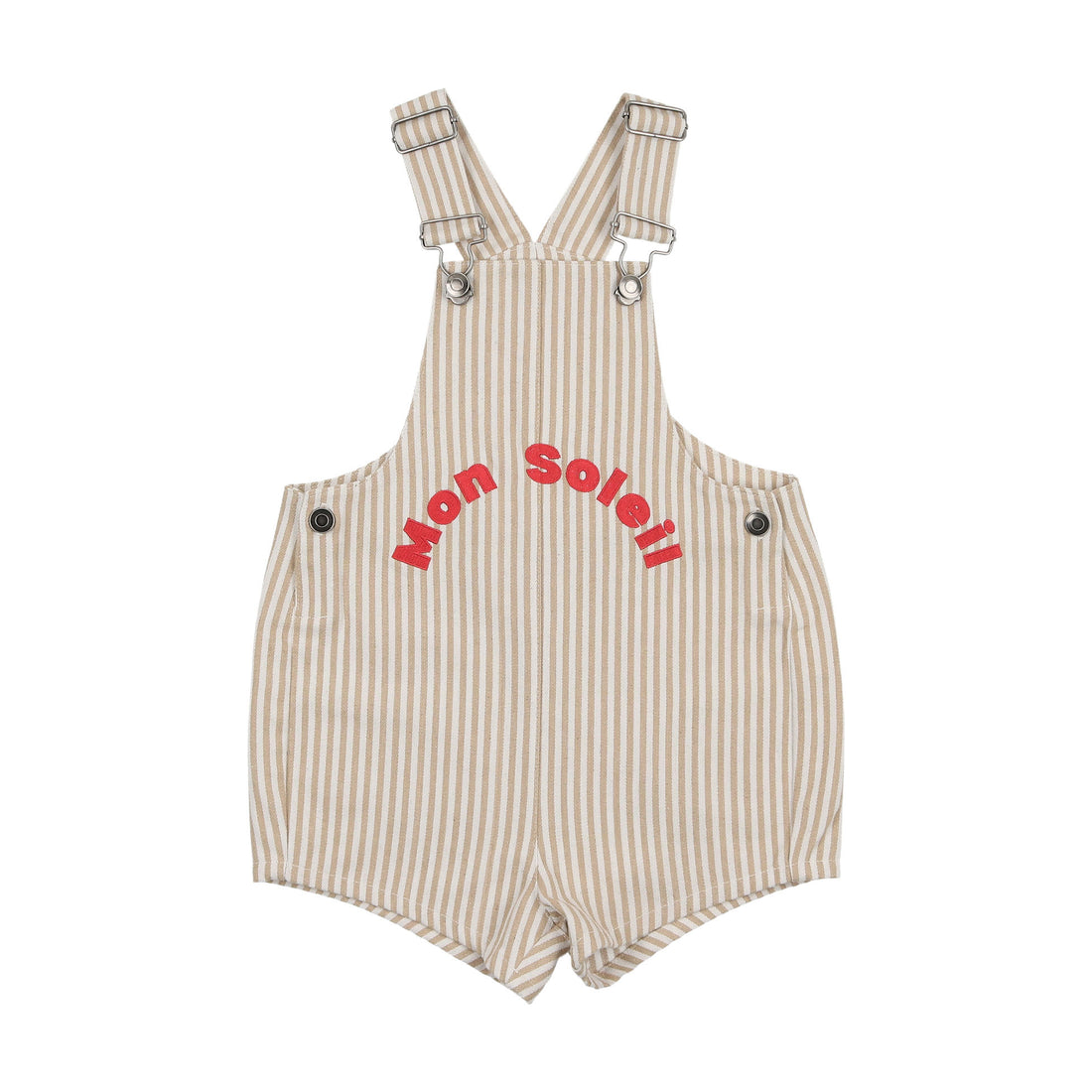 Coco Blanc Tan Striped Graphic Overalls