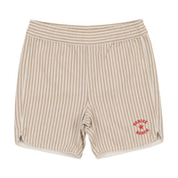 Coco Blanc Tan Striped Biker Shorts