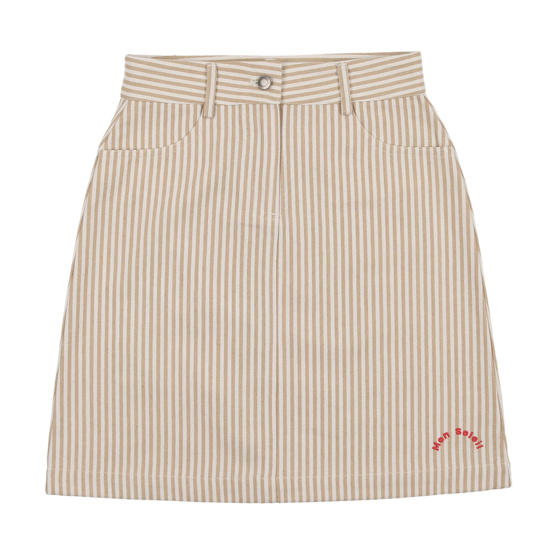 Coco Blanc Jean Striped Skirt - Tan Striped Coco Blanc Jean Striped Skirt - Tan Striped
