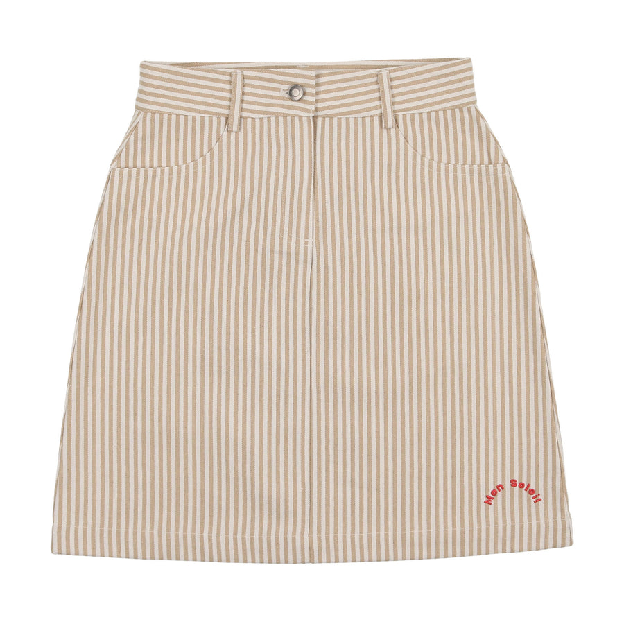 Coco Blanc Tan Striped Jean Skirt