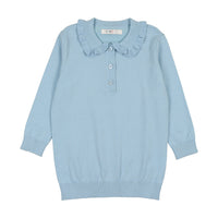 Coco Blanc Pale Blue Ruffle Collar Sweater