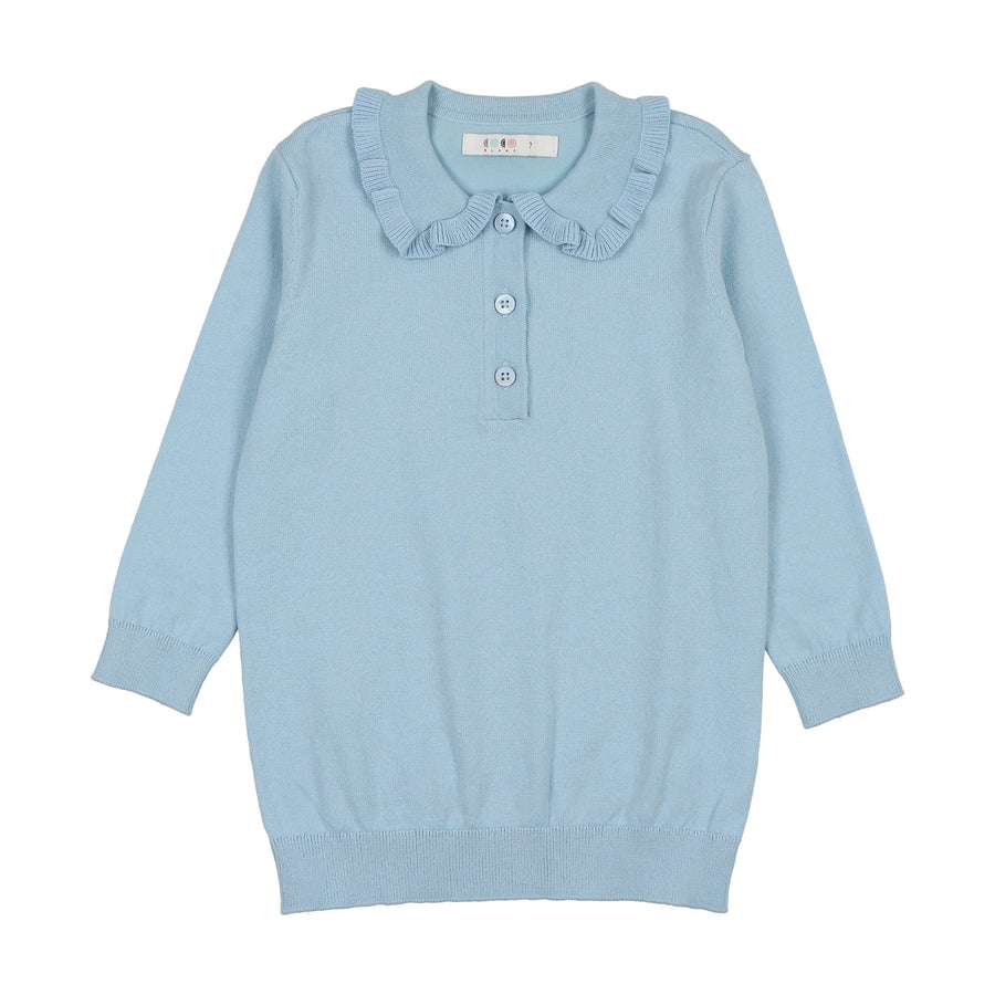 Coco Blanc Pale Blue Ruffle Collar Sweater