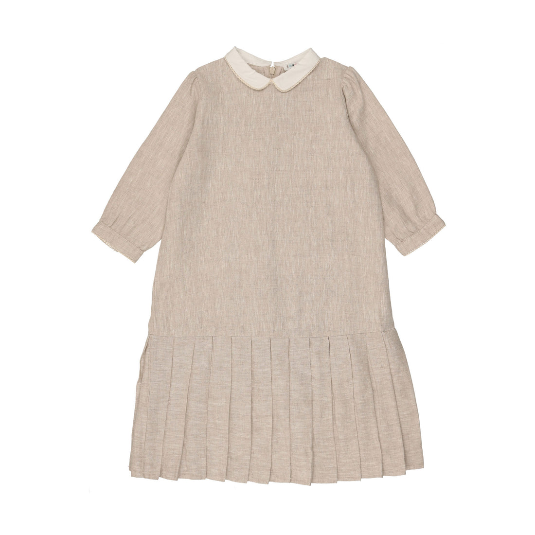 Coco Blanc Sand Linen Drop Pleated Dress