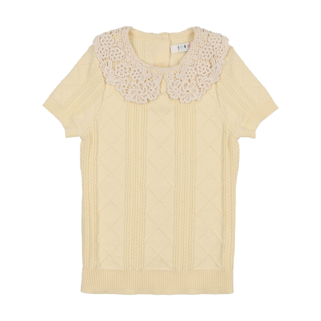Coco Blanc Crochet Collar Sweater - Pale Yellow Coco Blanc Crochet Collar Sweater - Pale Yellow