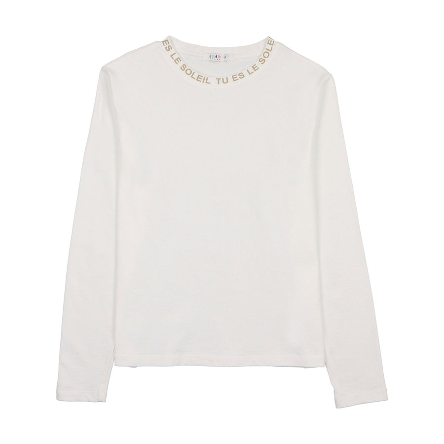 Coco Blanc White W/ Tan Crew Neck