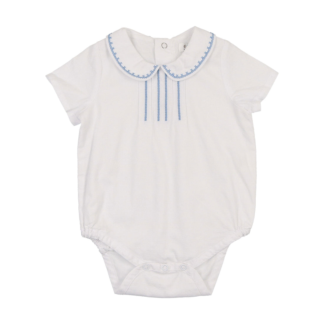 Coco Blanc Peter Pan Stitched Bubble - White w/ Blue Coco Blanc Peter Pan Stitched Bubble - White w/ Blue