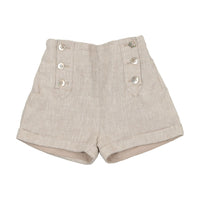 Coco Blanc Sand Linen Button Shorts