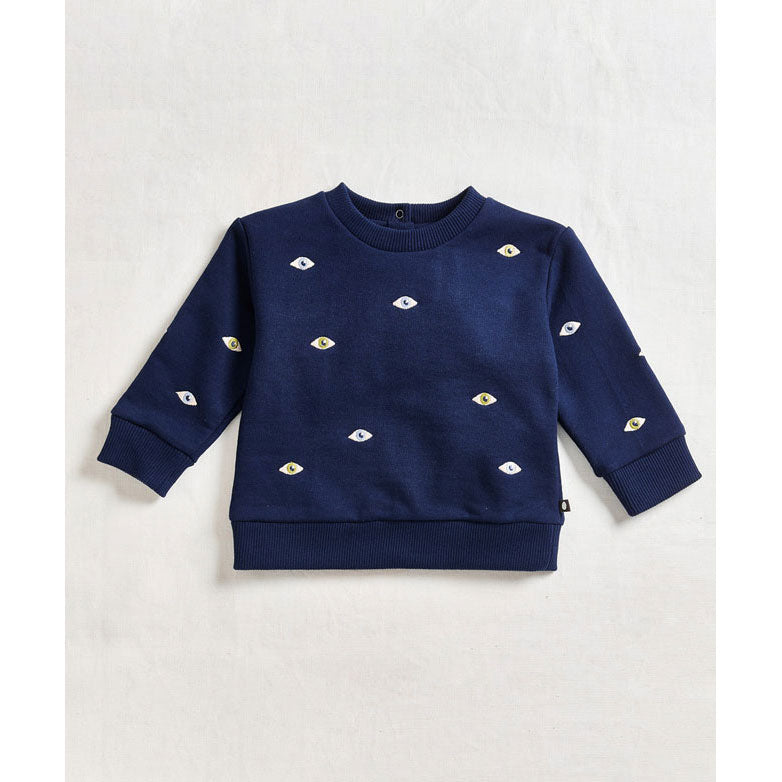 Oeuf Indigo Embroidered Sweatshirt