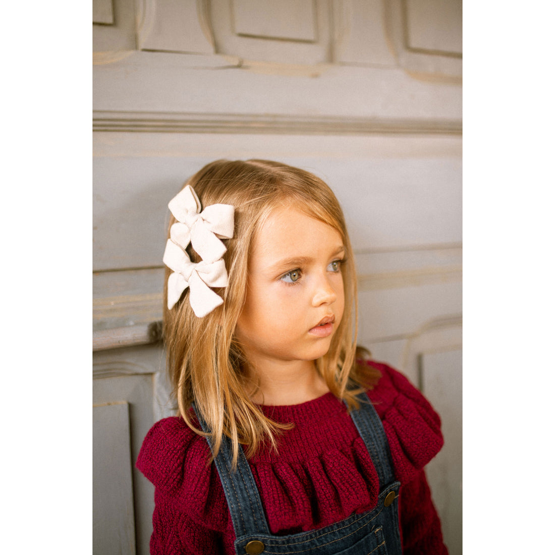 Knot Hairbands  Cream Jersey Mini Bow Set