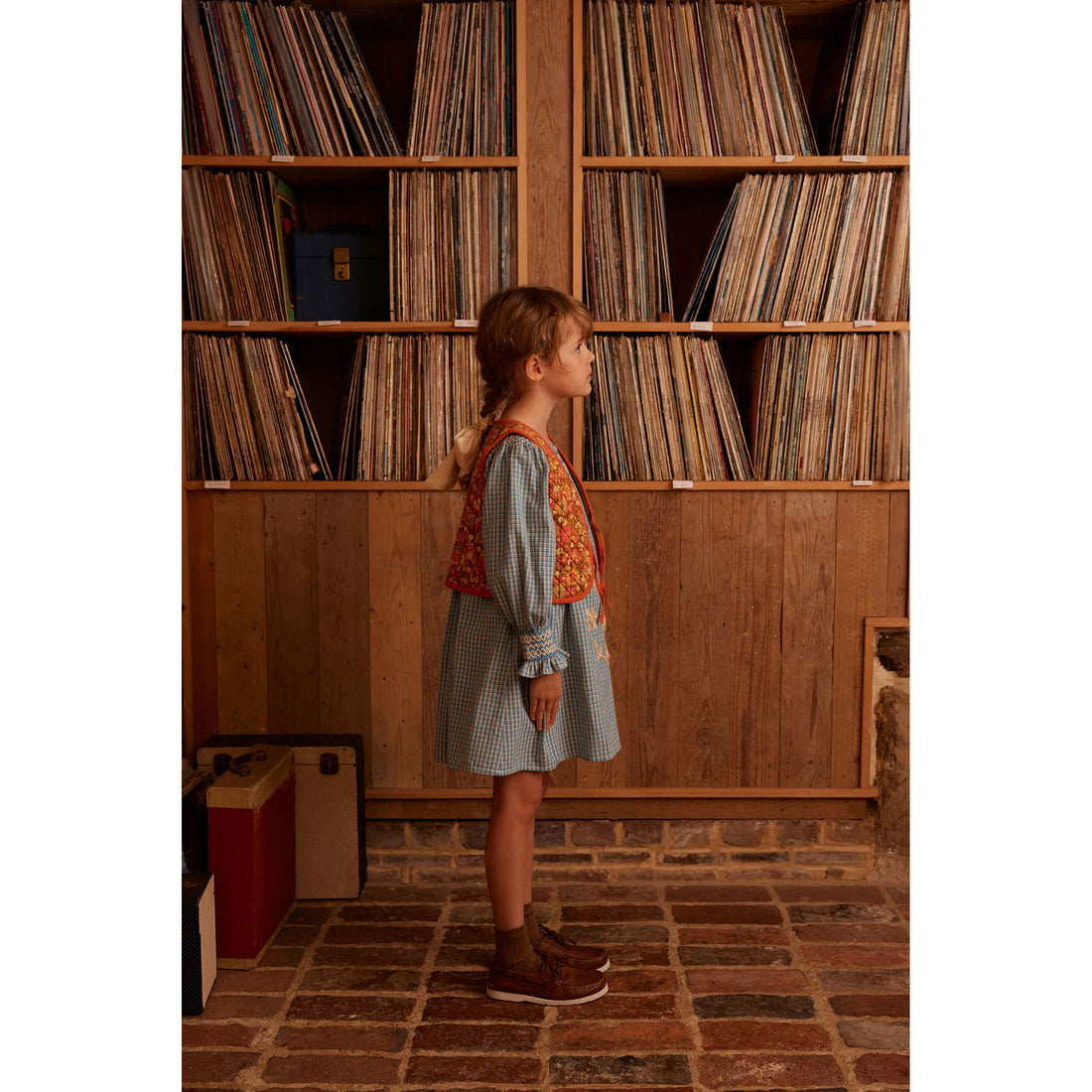 Apolina Tablecheck Marine Cece Smock Dress