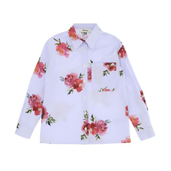 Dixie Blue Rose Print Blouse