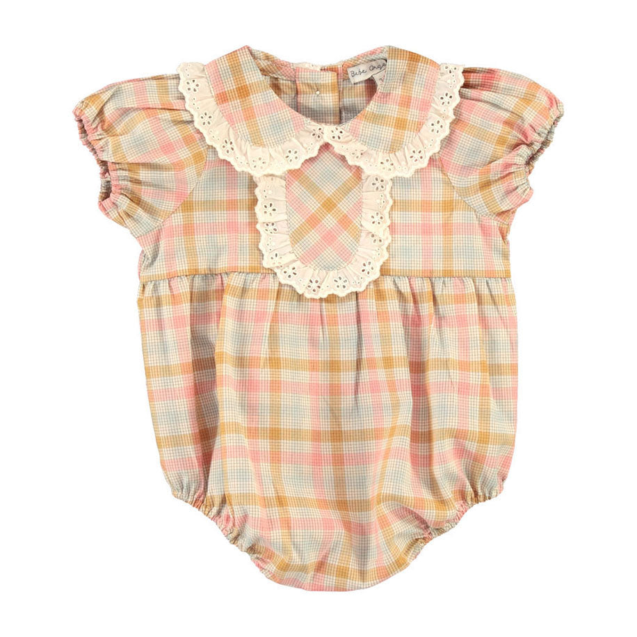 Bebe Organic Sweet Checks Camille Romper