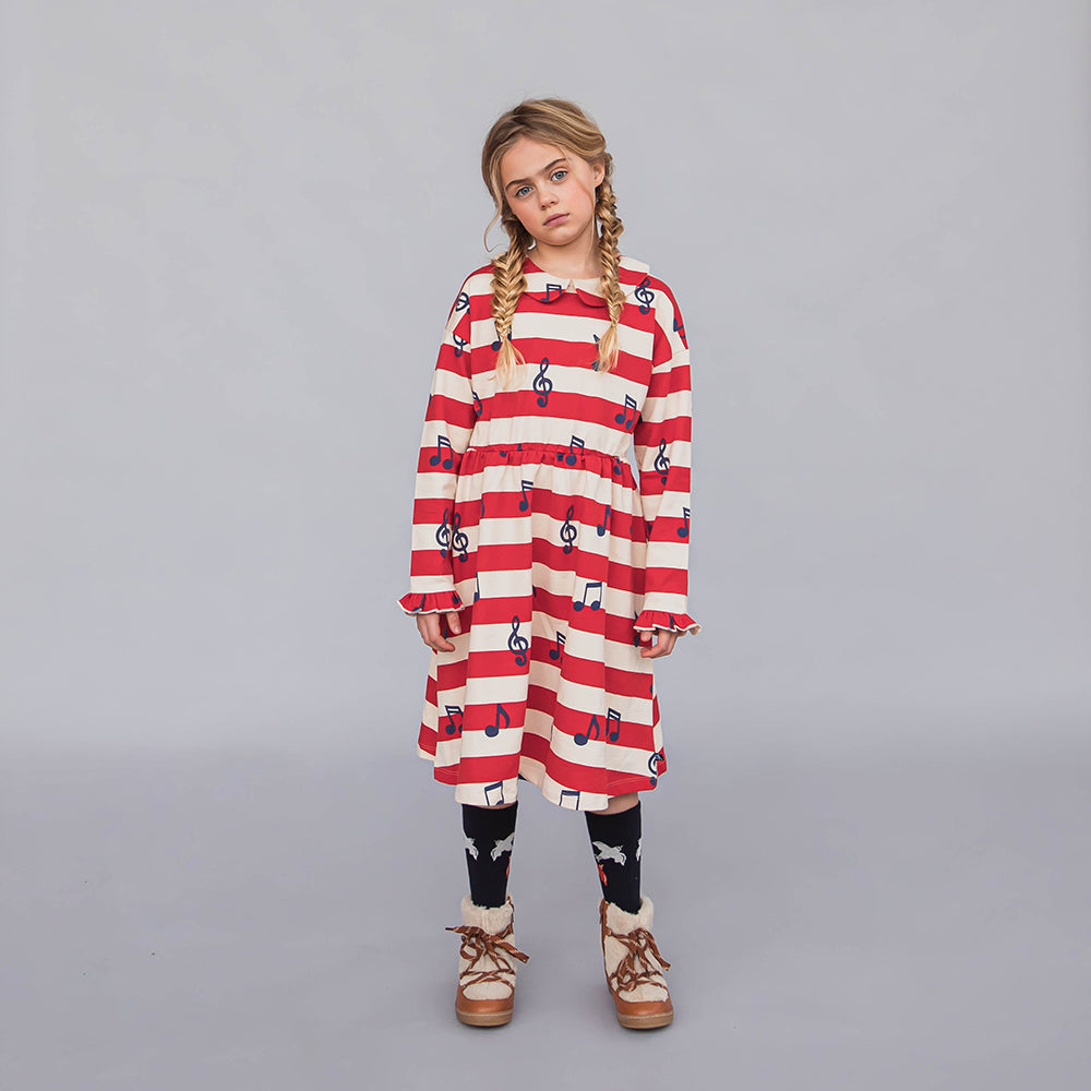 Carlijnq Music Notes Longsleeve Ruffled Dress