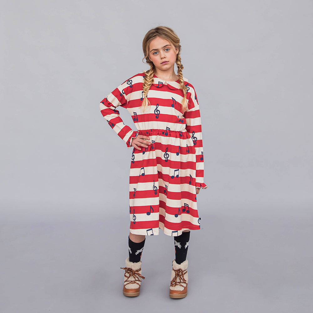 Carlijnq Music Notes Longsleeve Ruffled Dress