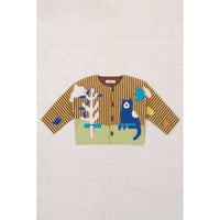 Misha and Puff   Cola Painterly Stripe Catscape Applique Cardigan