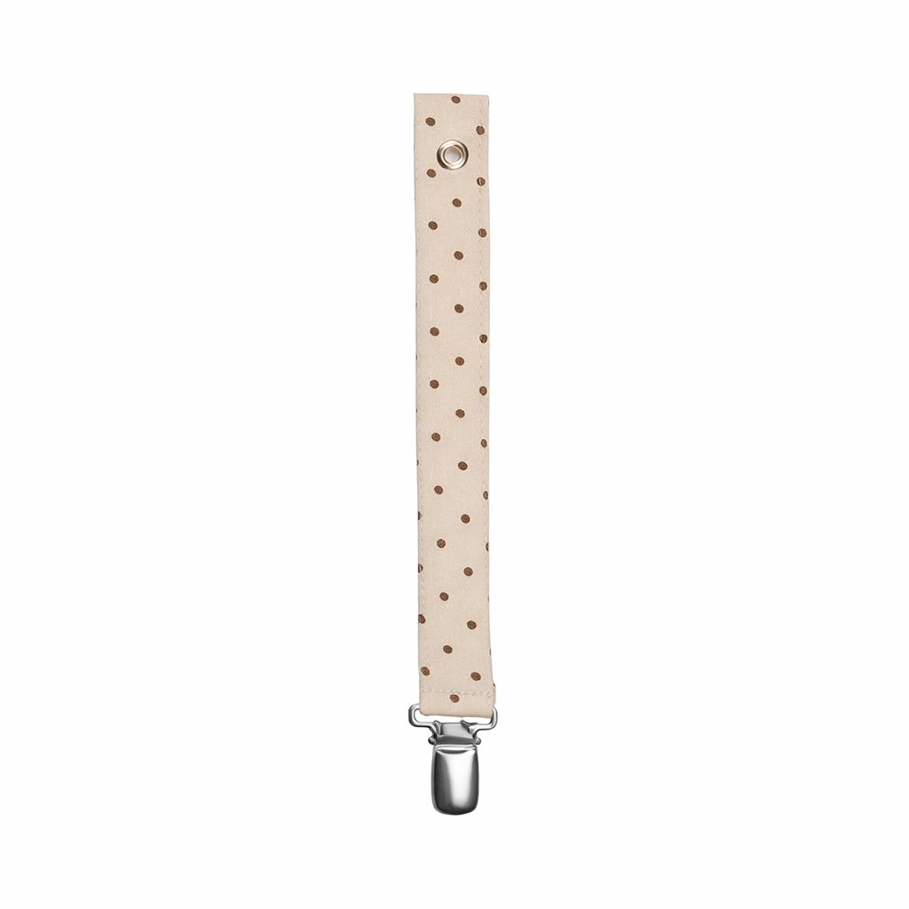 Lalaby Brown Dot Pacifier Clip