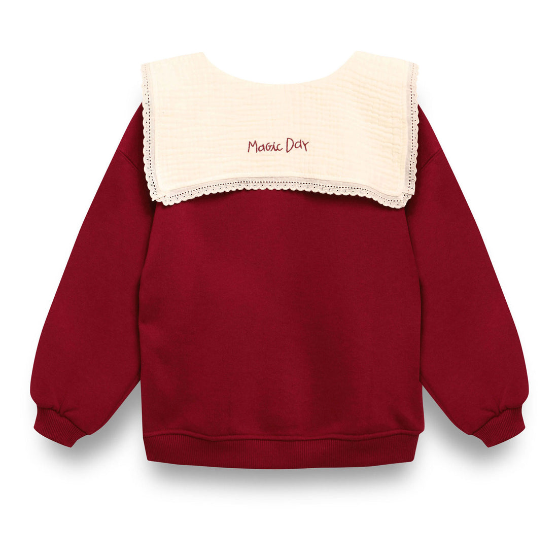 Birinit Cherry Embroidered Collar Sweatshirt