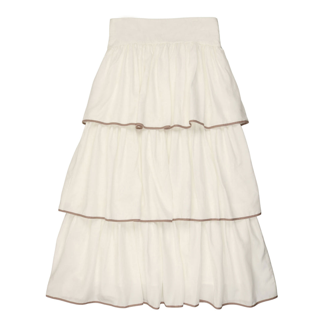 Coco Blanc Ivory/Taupe Trim Ruffled Skirt