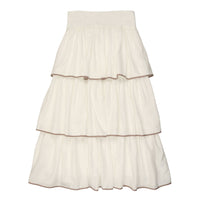 Coco Blanc Ivory/Taupe Trim Ruffled Skirt