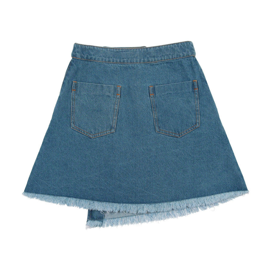 Coco Blanc Blue Denim Knee Length Skirt