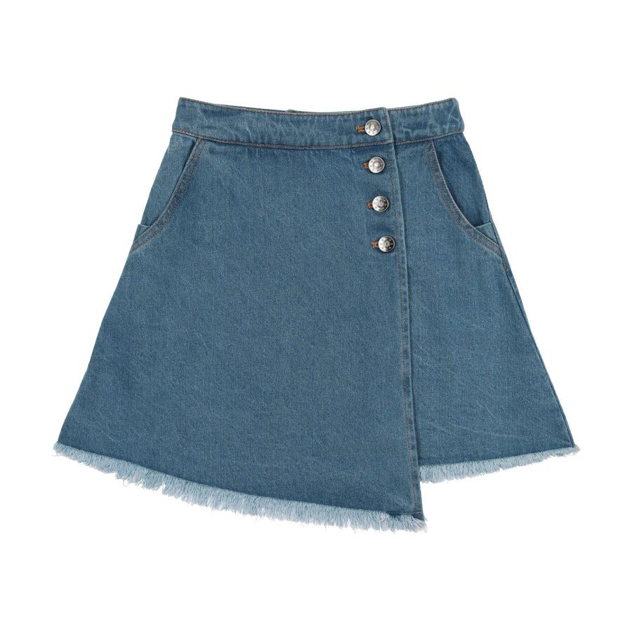 Coco Blanc Blue Denim Knee Length Skirt