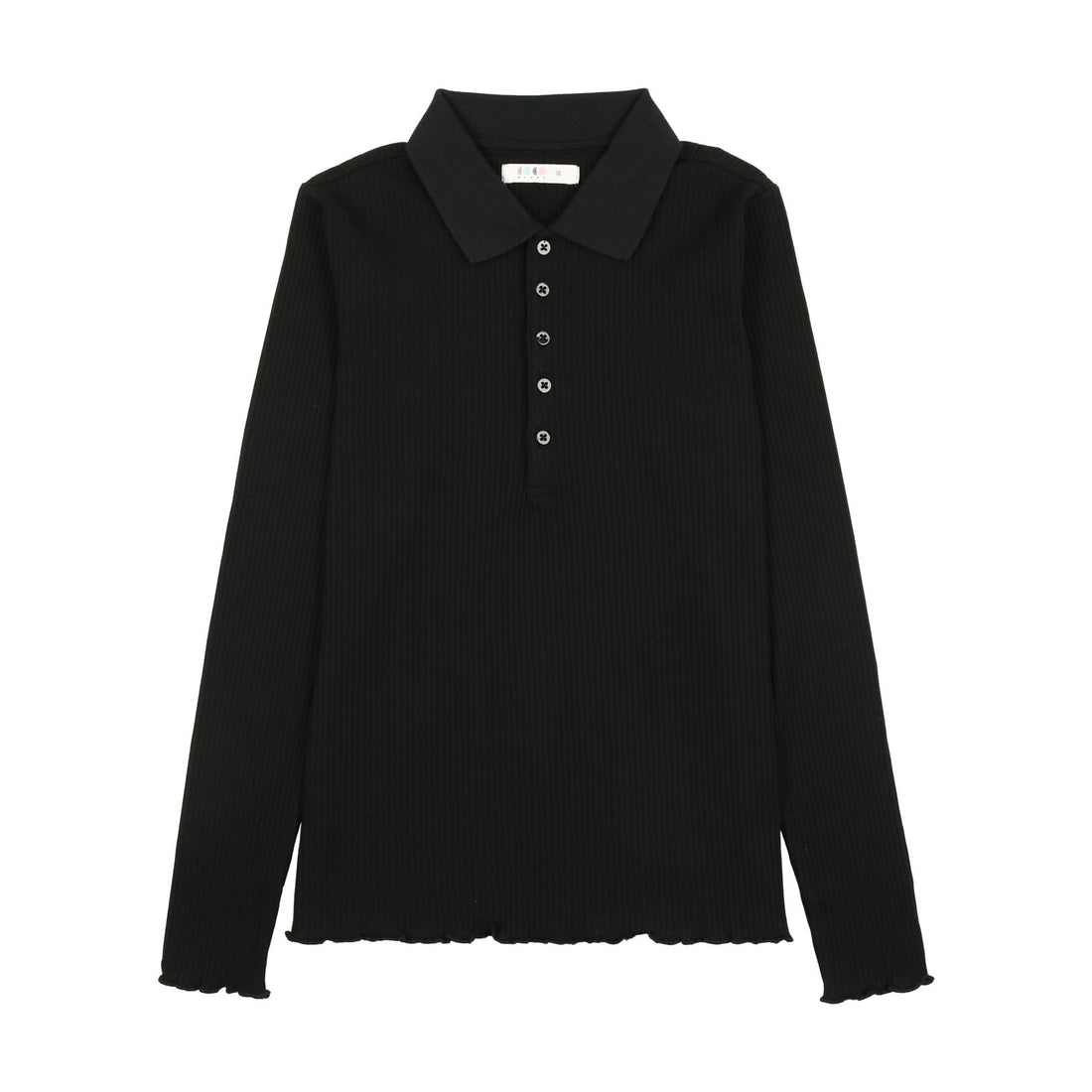 Coco Blanc Black Ribbed Long Sleeve Ribbed Polo