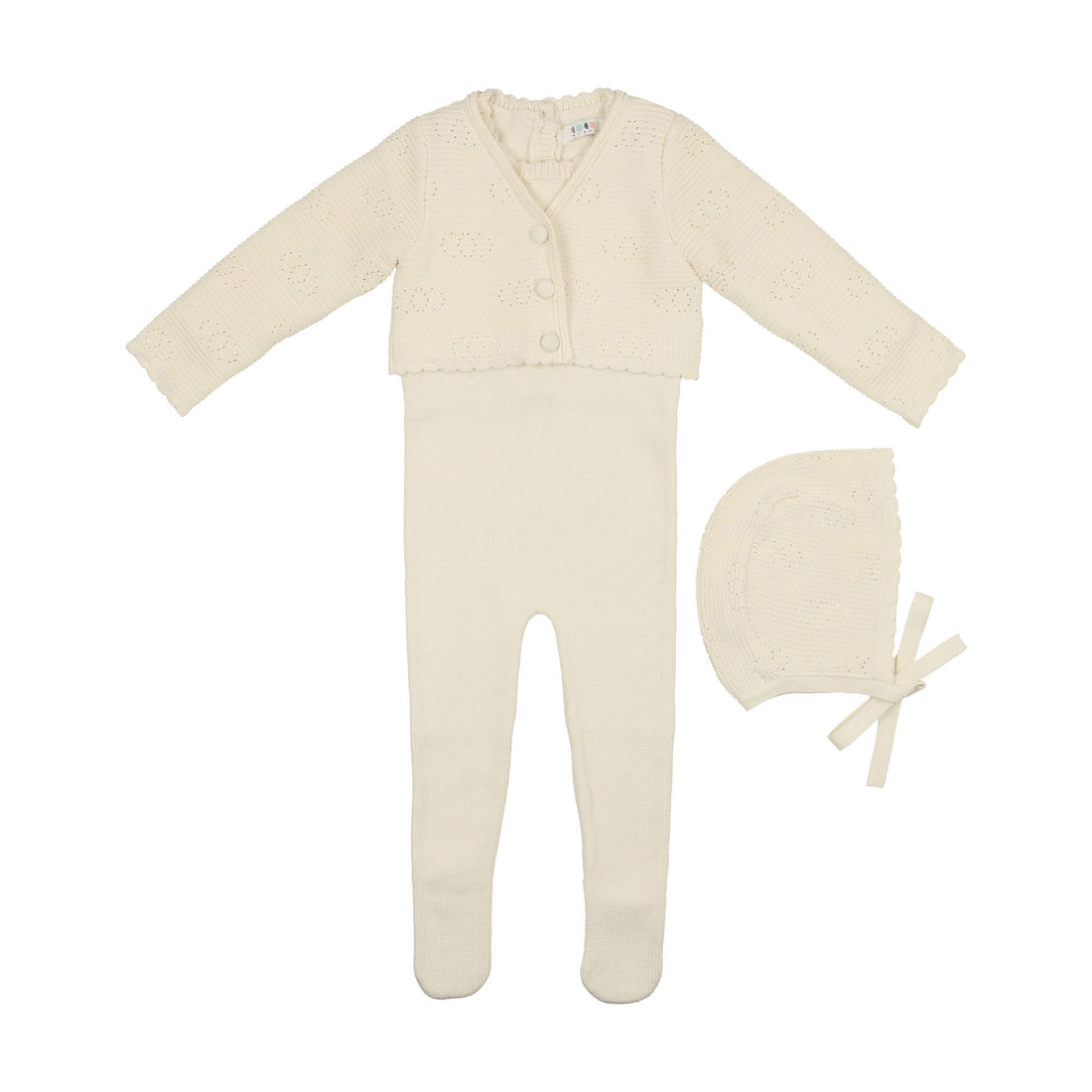 Coco blanc Scalloped Cardigan with Bonnet Coco blanc Scalloped Cardigan with Bonnet
