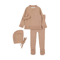 Coco Blanc Mauve Knit Baby Set with Bonnet