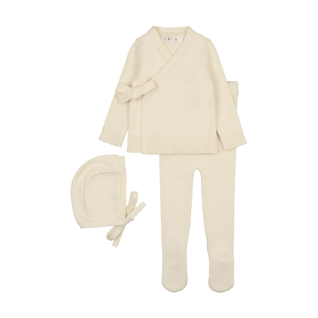 Coco Blanc Cream Knit Baby Set with Bonnet