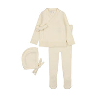Coco Blanc Cream Knit Baby Set with Bonnet