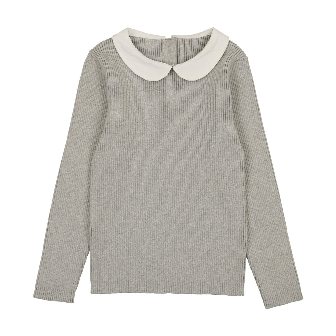 Coco Blanc Light Grey Peter Pan Knit Ribbed Sweater