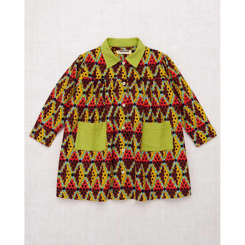 Misha and Puff  Chestnut Harlequin Dots Corduroy Smock Dress