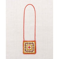 Misha and Puff  Red Flame Crochet Big Square Bag